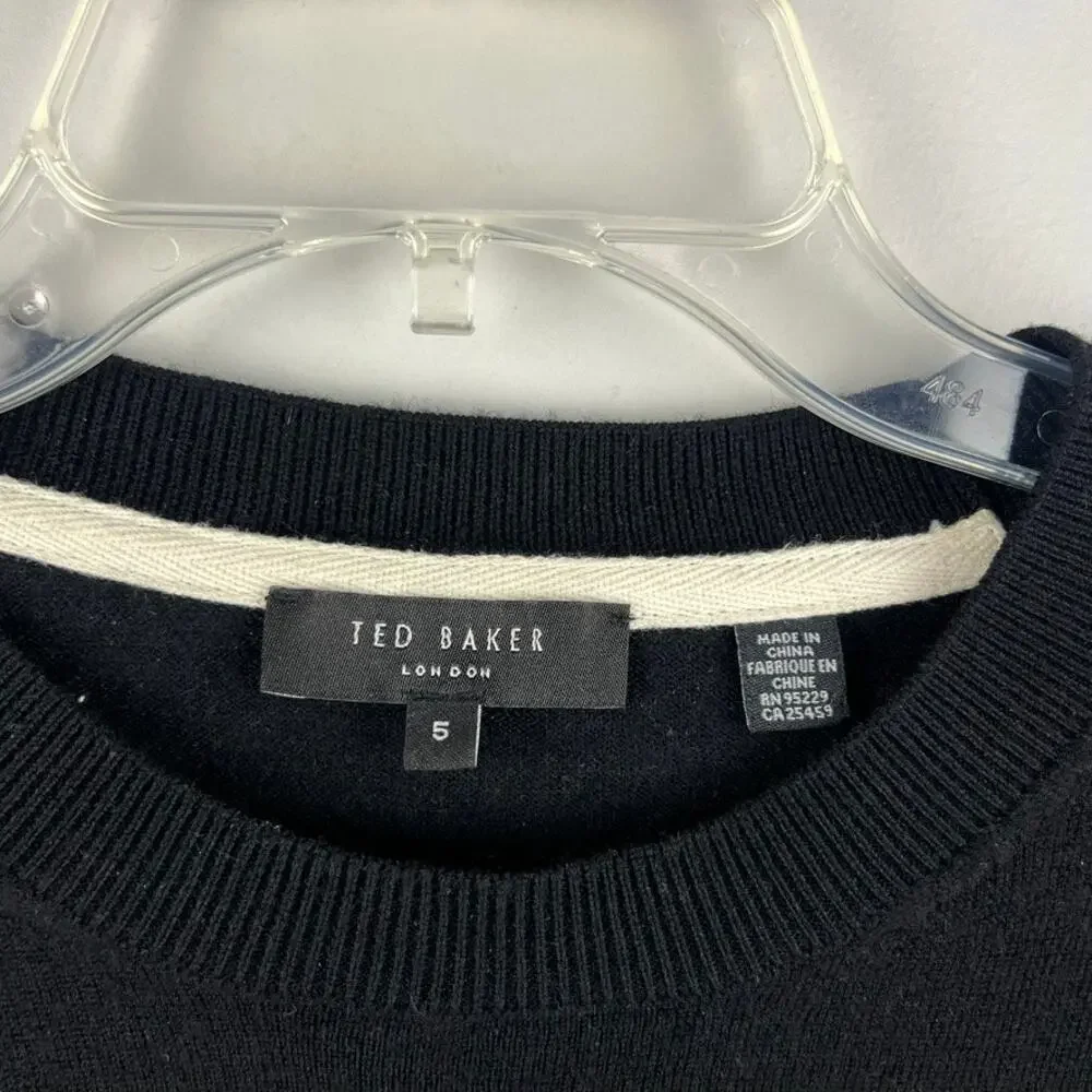 Ted Baker London Black Logo Print Crewneck Sweater Size 5/XL